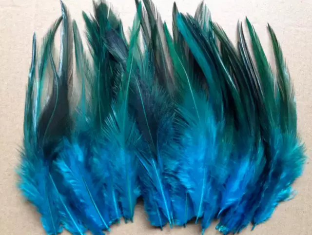 BULK 50pcs Aqua Blue Rooster Feathers 9-15cm DIY Craft Millinery Dream Catcher