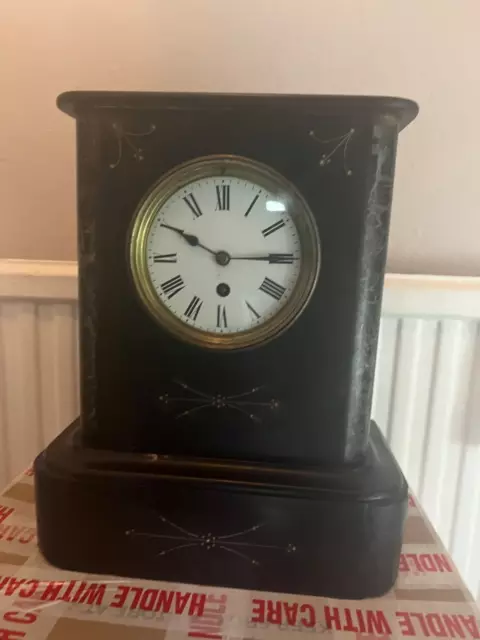 large antique slate and marble clock in working order