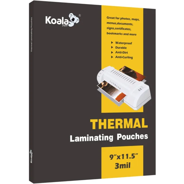 KOALA Thermal Laminating Pouches 9"x11.5" Clear Laminate Sheets Letter 3Mil 100P