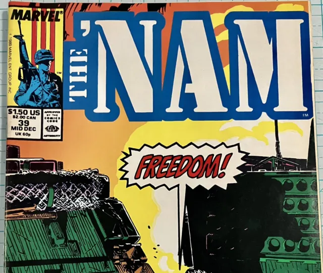 The 'Nam #39 High Grade NM Newsstand Michael Golden Cover 1989 Marvel Comics 2