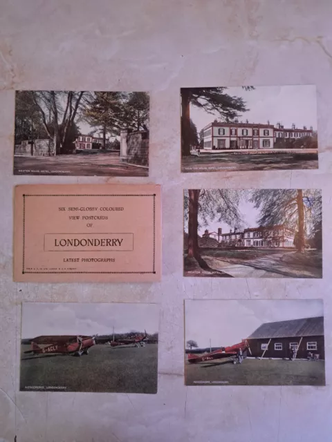 Vintage Postcard Set. Londonderry, Aerodrome, Newton House Hotel. Ireland.