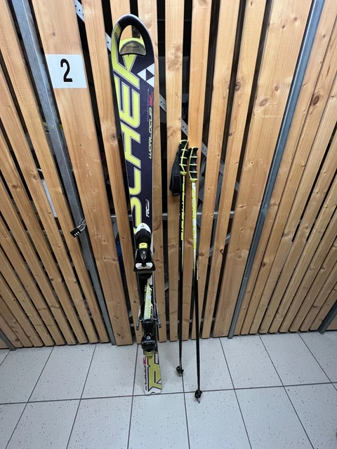 Ski Fischer WorldCup SC 165cm Slalom Carver Ski Herren gebraucht mit Skistöcken