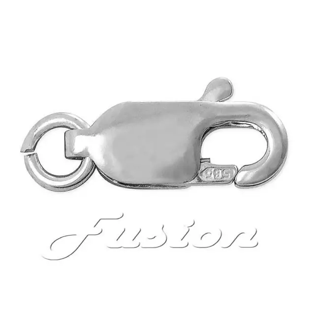 New Sterling .925 Silver Strong Oval Lobster Claw Trigger Clasp With Ring