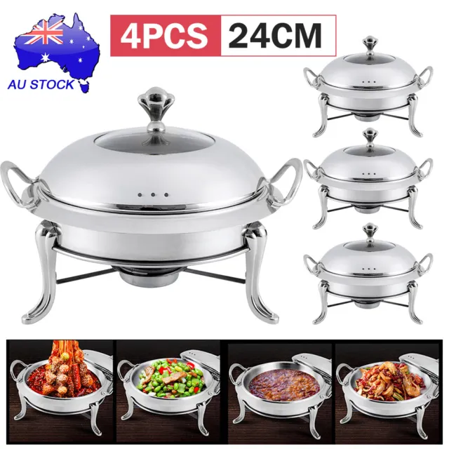 4X 24/28cm Stainless Steel Commercial Chafing Dish Buffet Chafer Food Warmer Pot