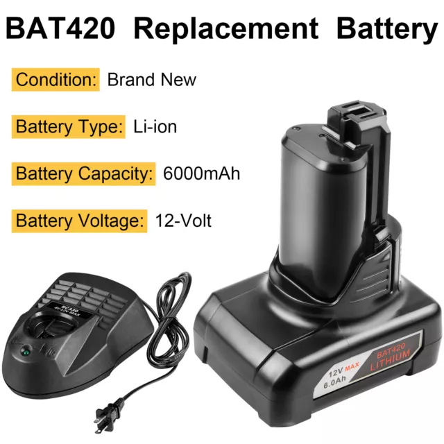 2X 6000mAh 12V Professional Battery For Bosch BAT411 BAT420 BAT412 BAT414 GDR GS 2