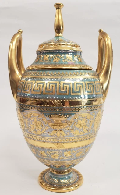 ANTIKE DEUTSCHE 19. Jh. handbemalt ROYAL VIENNA PORZELLAN Urne VASE signiert WAGNER 8