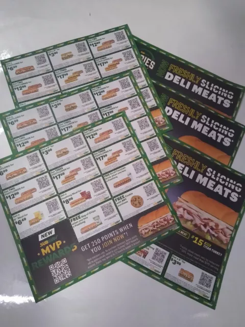 ⭐ SUBWAY COUPONS!!! 2X Sheets = 28 Coupons In All!!! Exp 12/31/23 ⭐ $2.00 -  PicClick