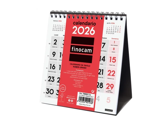 Calendario Da Scrivania 2026 Piccolo Mensile - Gennaio-Dicembre 2026, Con Linguetta E Festività, 21x18,5x7 Cm