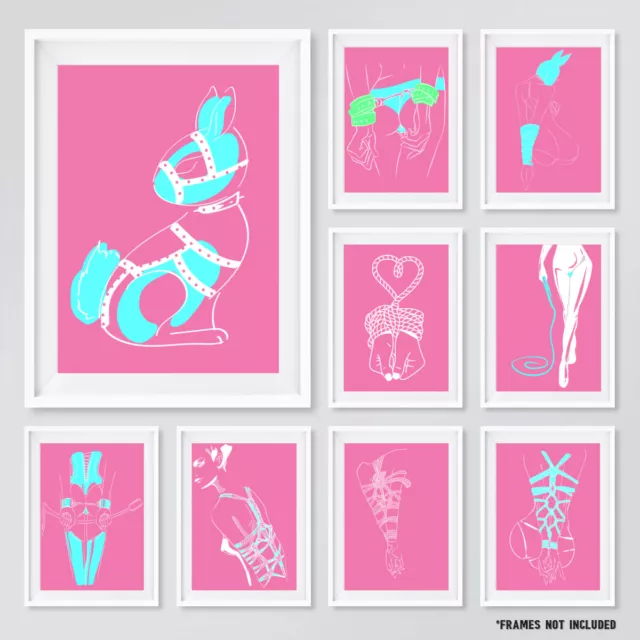 Bdsm Erotica Fetish Shibari Bondage Lesbian Sex Pop Art Pink Poster Prints