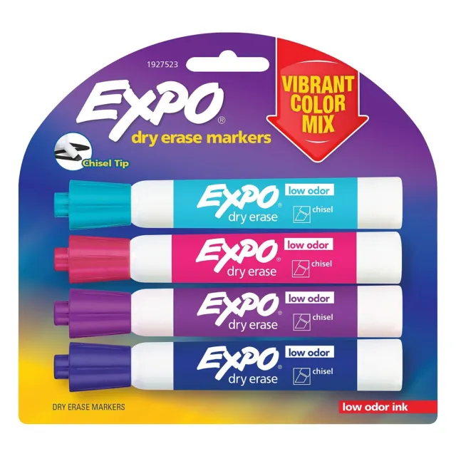 Expo Low Odor Marker Vibrant Colors Chisel Tip 4/Pack (1927523)