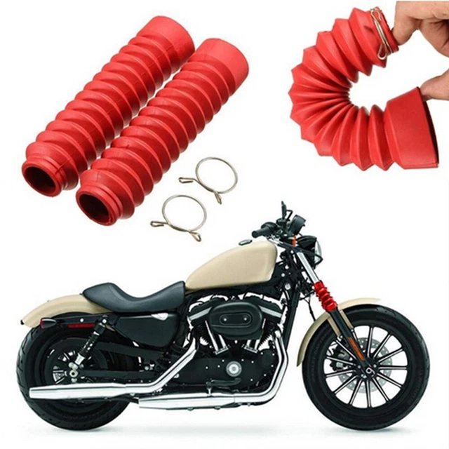 2* Kit housse de poussière en caoutchouc avant moto fourche amortisseur rouge