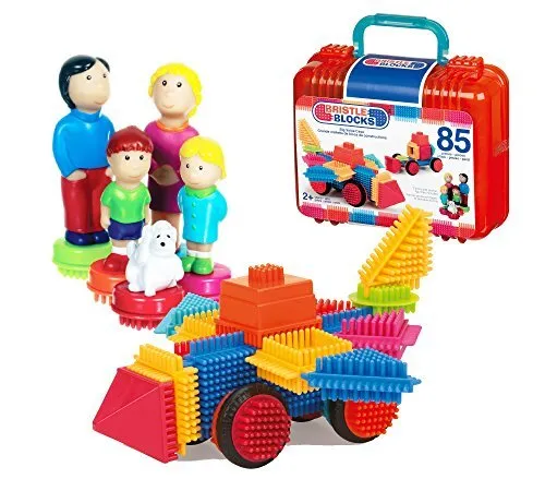 Bristle Blocks Big Value Set with Family and Animal Figurines in a Carry Case w 2