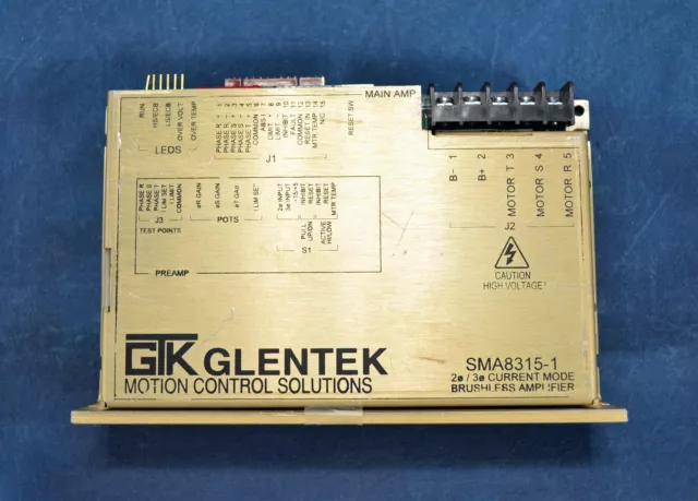 Amplificateur sans balais contrôle de mouvement Glentek SMA8315-168-009G-1 mode courant 2ø/3ø 2