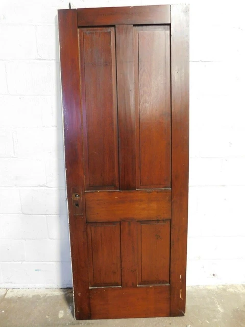 1800's Antique Wooden INTERIOR DOOR Four Panel VICTORIAN Style Butternut ORNATE