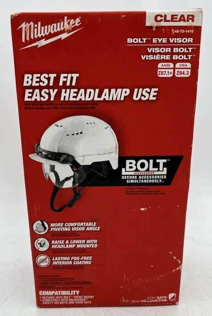 Visera para ojos Milwaukee 48-73-1410 PERNO transparente de doble capa para casco de seguridad Milwaukee