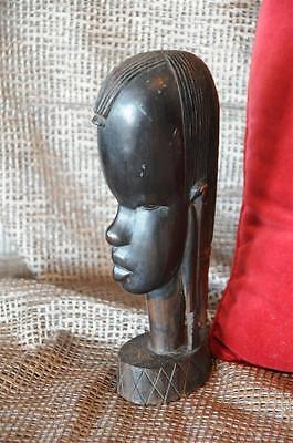 Old African Carved Hardwood Female Bust…  wonderful detail...