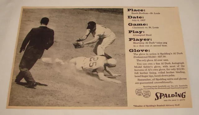 1959 Spalding Baseball Guanto Ad ~ Al Scuro Reds Contro Cardinals