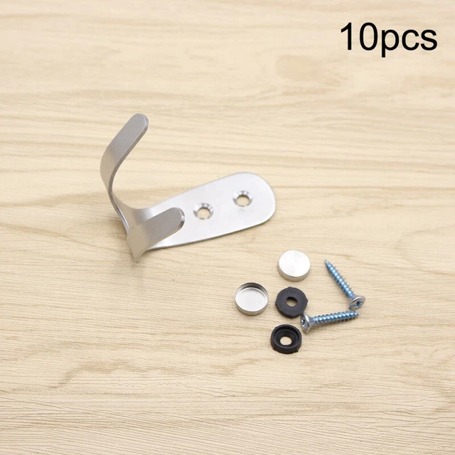 2/10cs Stainless Double Wall Hooks Robe Coat Hat Door Clothes Hangers Hardware