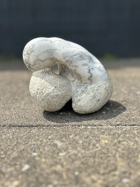 Vintage Modern Abstract Carved Marble Biomorphic Sculpture Statue