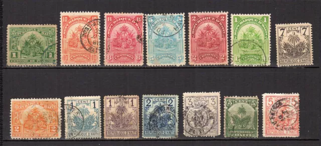 Haïti 1880-1915 Armoiries lot de 14 timbres oblitérés /TE3603