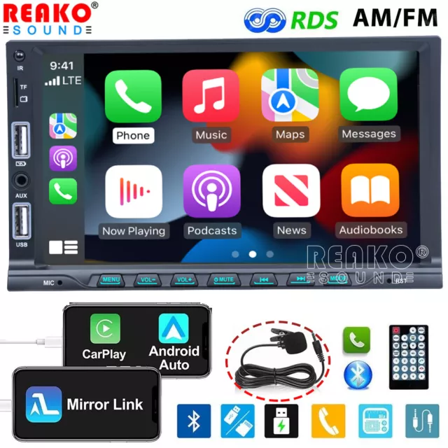 Single 1Din 7" Car Stereo Android/Apple Carplay Radio Touch RDS/AM/FM Player+MIC
