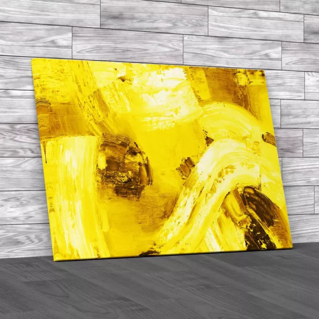 Vibrant Abstract Close Up Hand Painted High Res Yellow Canvas Print Large