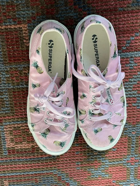 Superga Pink Satin Pineapple Sneakers Saintfant Lace Up Shoes Women’s 7.5 EU 38