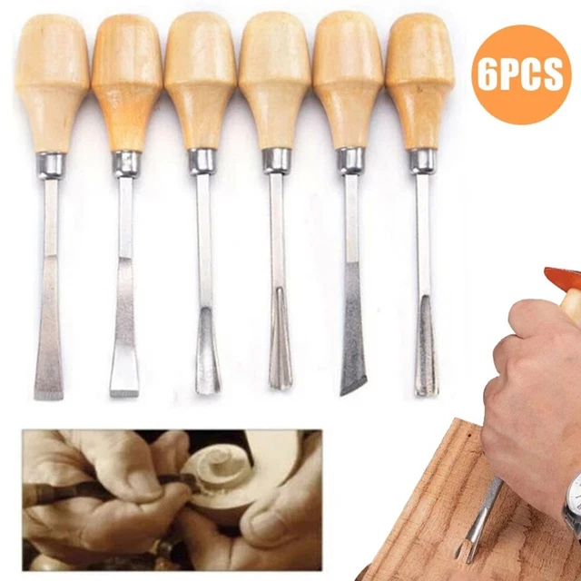 Outils de sculpture avec manche en bois,Long. 16 cm, lot de 6 Efco, Gravure, Modelage, Moulage