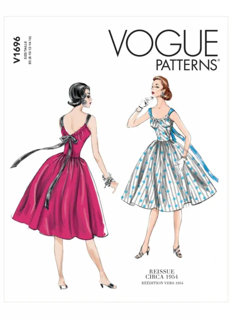 Vogue Retro 1950's SEWING PATTERN V1696 Misses' Dress Sizes 8-16 Or 16-24