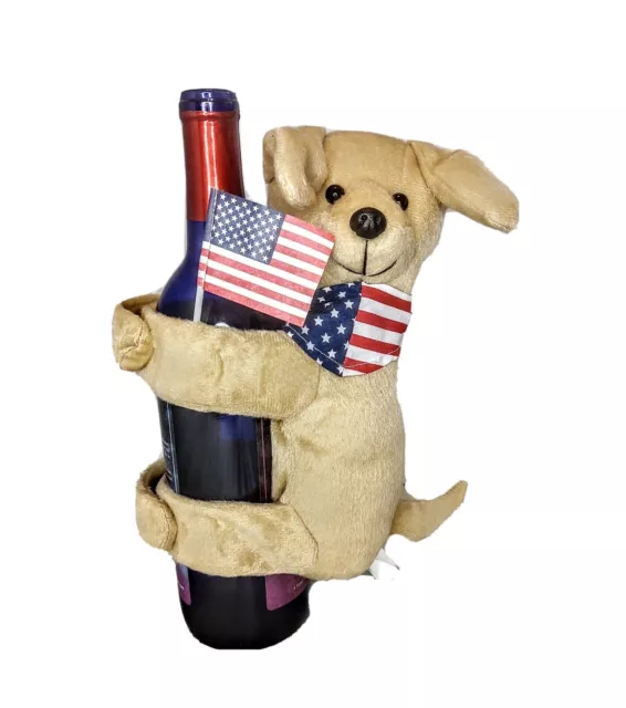 Patriotic Dog Plush Wine Bottle Cover Party Bag Summer Kitchen 4th of July Decor