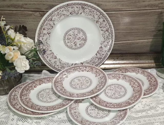 1856 Laveno Servizio Dessert 7 Pz Piatto Grande 6 Piccoli  Decoro Arabesque Brow