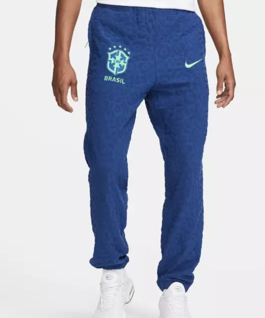 Nike Hommes Brésil Brasil Football Pantalon de Survêtement Sweat Jogging Bleu