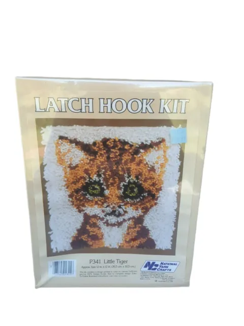 NATIONAL YARN CRAFTS Little Tiger LATCH HOOK KIT 12" x 12" Crochet Knitting Kit