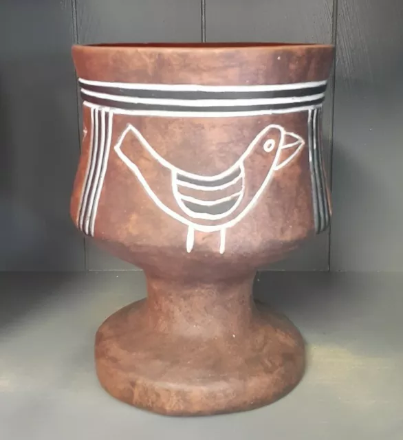 Mexican Mayan Popol Vuh Cache Pot Vase Flower Planter Pottery Folk Art Birds