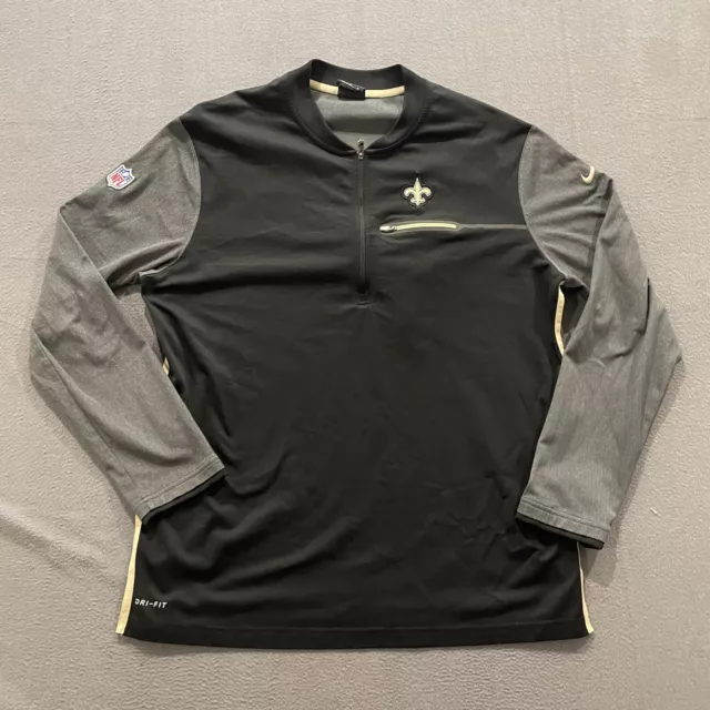 Nike On Field Apparel New Orleans Saints Jacket Mens XL Black 1/4 Zip Pullover