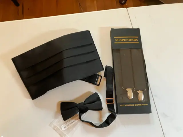 Tuxedo Accessory Set - Cummerbund, Bow Tie, Suspenders