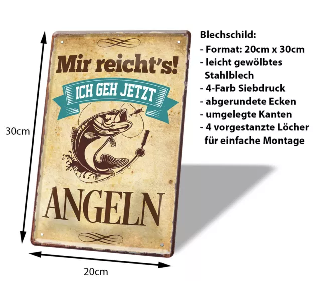 Lustiger Spruch für Angler Fischer Angeln Retro Deko Blechschild 20x30cm A0675 2