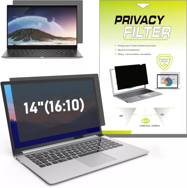 14 inch Laptop Privacy Screen Filter for 16:10 Widescreen Display, Anti Glare
