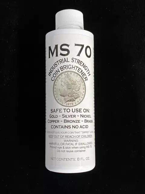 MS 70 8 oz. Coin Cleaner Brightener for Gold Silver Copper Bronze Brass Nickel