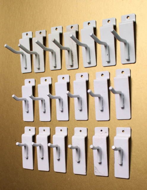 White Slatwall Retail Display Hooks - Lot of 19 - 1", 1.5", 2"