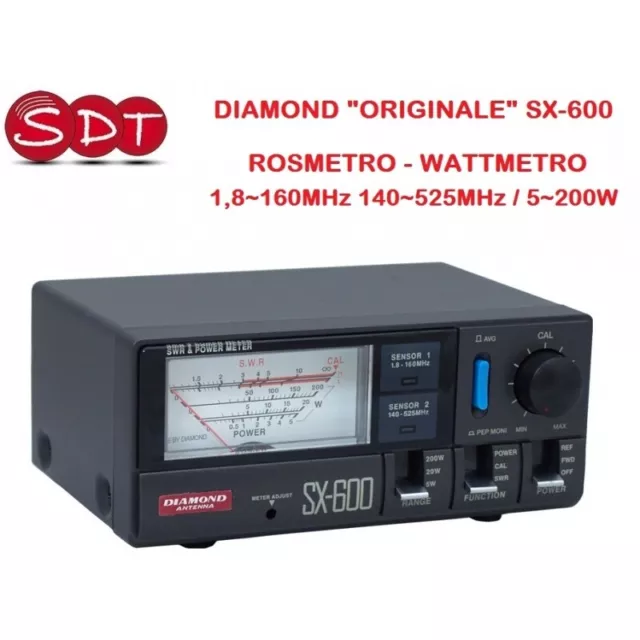 DIAMOND "ORIGINALE" SX-600N ROSMETRO - WATTMETRO 1,8~160MHz 140~525MHz / 5~200W