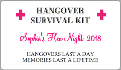 Hen party survival kit labels