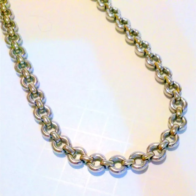 Silver Tone Circle Link Statement Chain Necklace