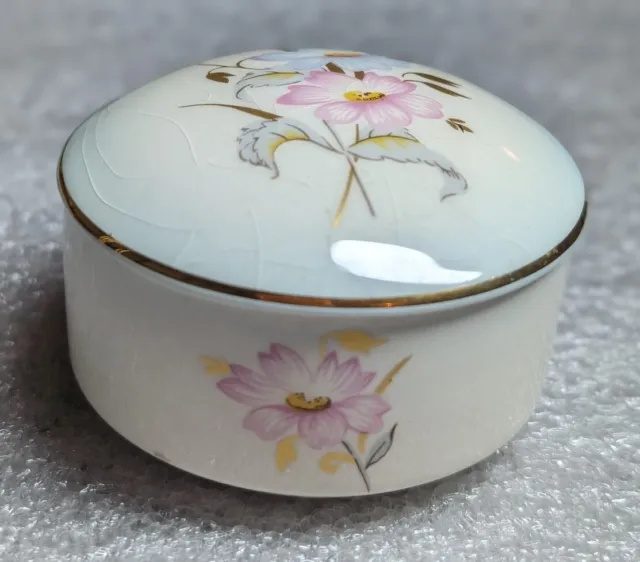 Vintage Royal Worcester Spode Flower Trinket Box Palissy England