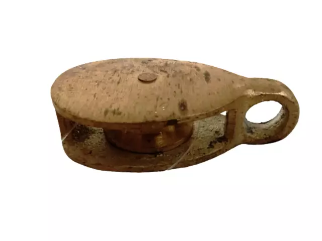 VINTAGE Marine BRASS PULLEY - Marine Hardware - FROM SHIP SALVAGE (1805)