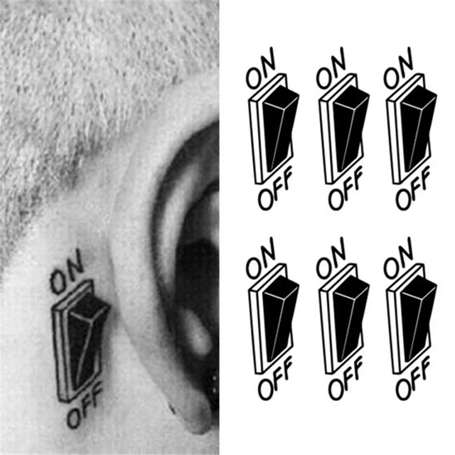 Adesivo tatuaggio temporaneo pulsante interruttore design 3D adesivo tatuaggio impermeabile、*wl