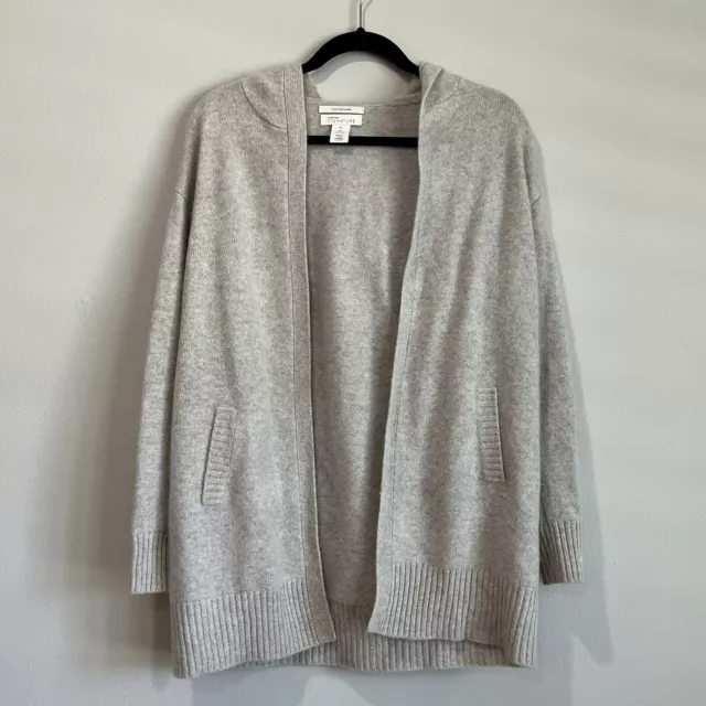 Nordstrom Cashmere Hooded Rib Knit Grandpa Gray Cardigan - Size XS