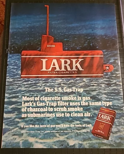 Lark Cigarettes Submarine Print Ad Advertisement 1971 10x13