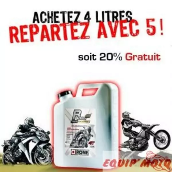 Huile IPONE R4000 10W40 bidon 4 litres + 1 litre offert lubrifiant moto