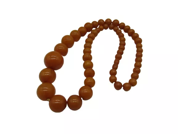 collier ambre naturel ou bakélite art-deco natural amber or bakelite necklace